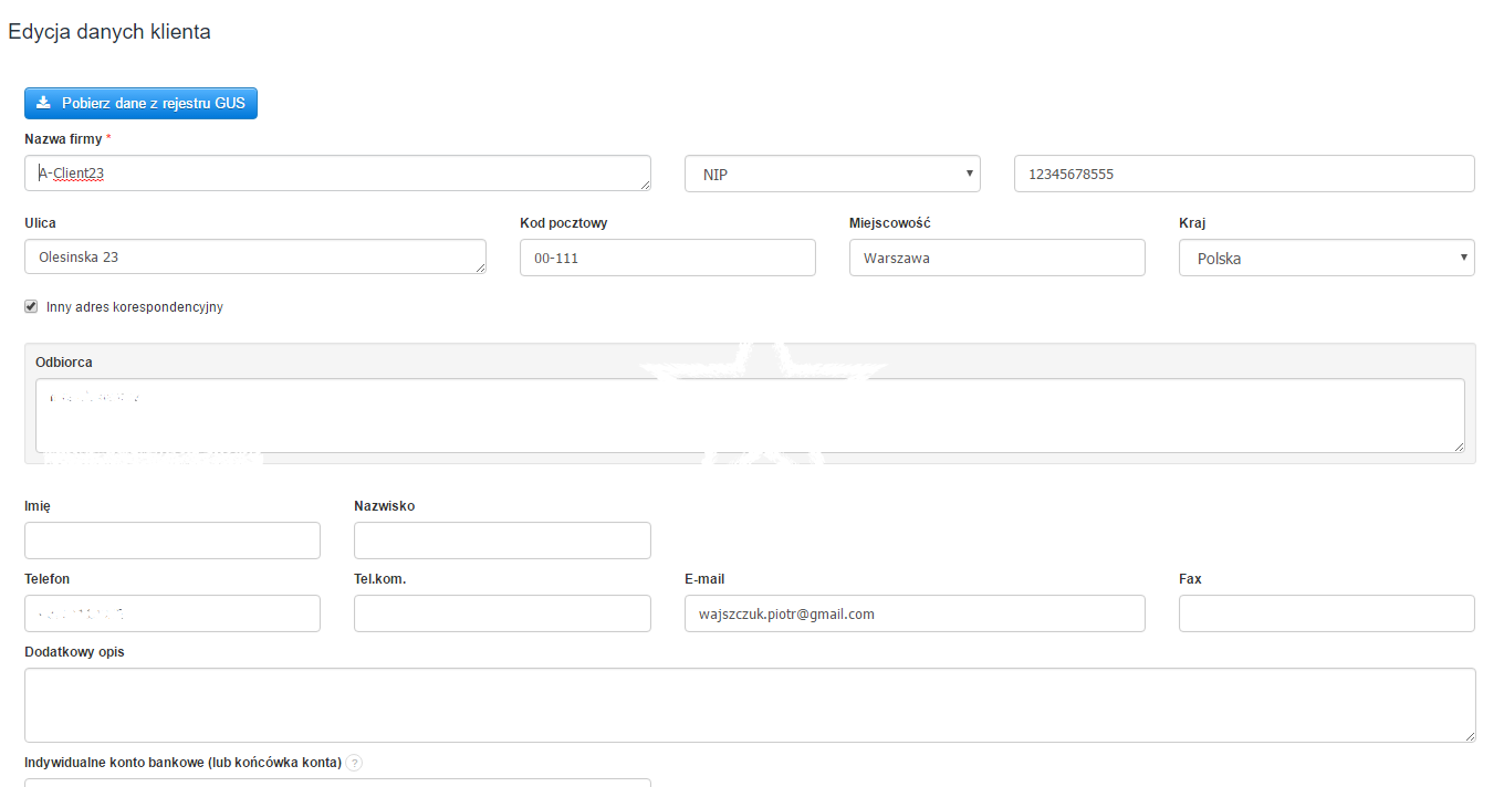 dane klienta 2