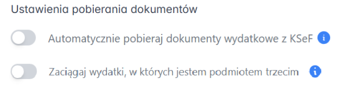 Opcje automatycznego pobierania dokumentów wydatkowych z KSeF i wydatków z udziałem jako podmiot trzeci w Fakturowni.
