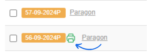 Lista paragonów w sekcji Przychody, gdzie przy jednym z paragonów jest widoczna ikona, która oznacza wykonanie wydruku fiskalnego na drukarce fiskalnej.