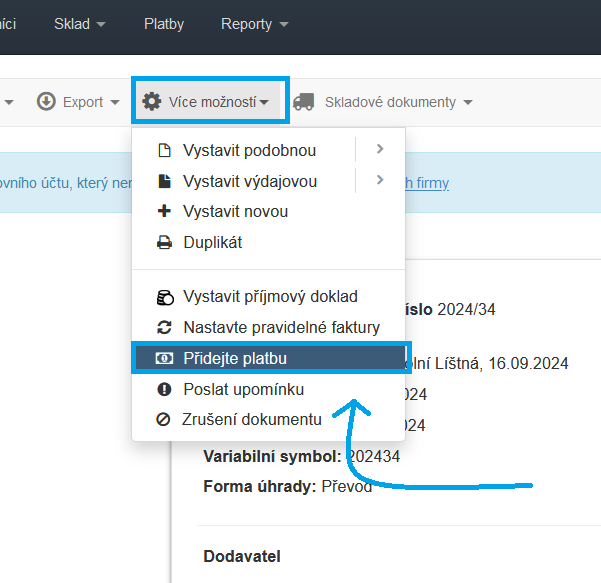 Pridejte platbu