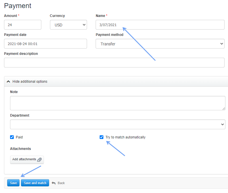 Payments one invoice 3