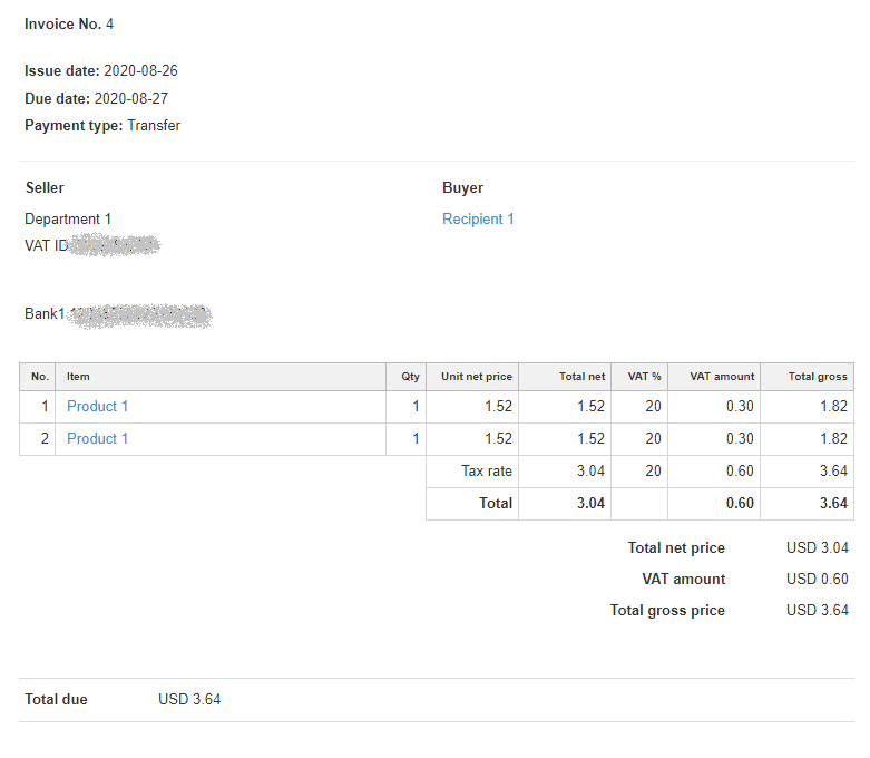 Grouping strategy of items when issuing an invoice to a warehouse document 3