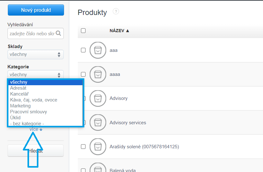 Kategorie produktu vyhledavani