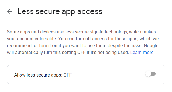 less secure apps