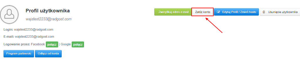 profil Użytkownika załóz konto