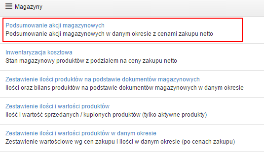podsumowanie akcji magazynowych 1