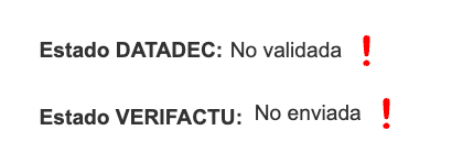 Columna VERIFACTU mostrando estado No enviada cuando DATADEC es No validada