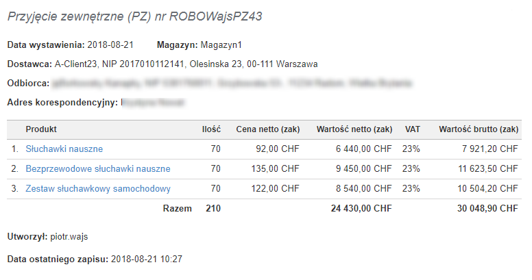 pz 43 waluta frank szwajcarski