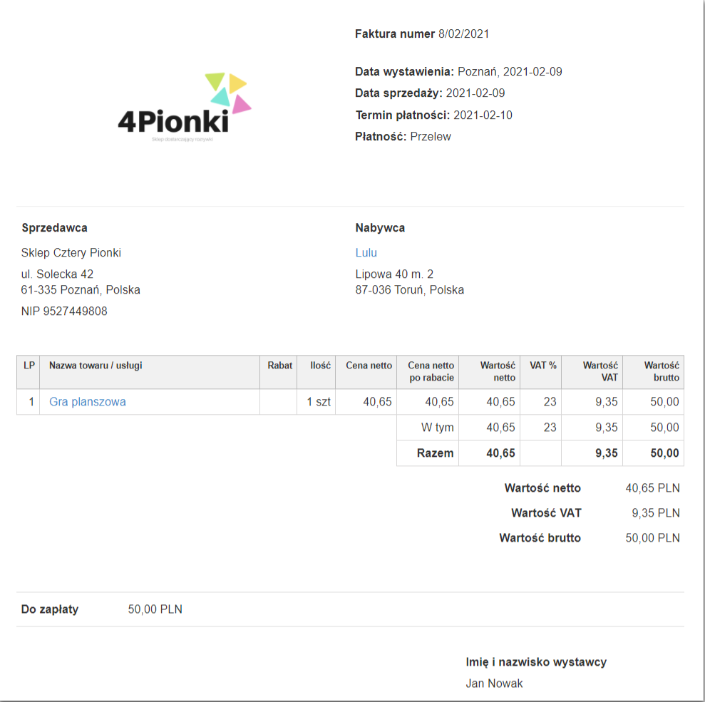 zmiana miejsca logo i danych nabywcy szablonie default %28po%29