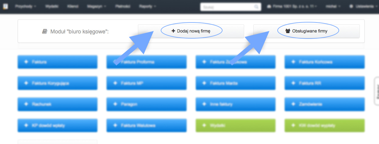 fakturownia dla biur rachunkowych przyciski