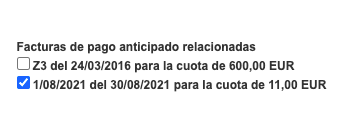 facturas de anticipo vinculadas