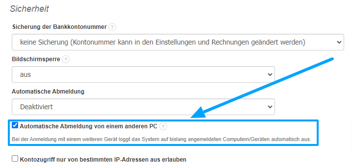 Automatische Abmeldung