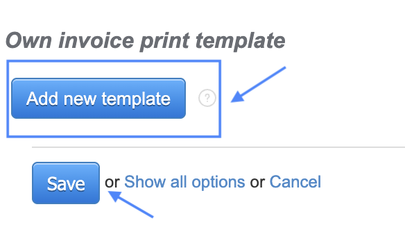 Add new template button in the Custom invoice template section
