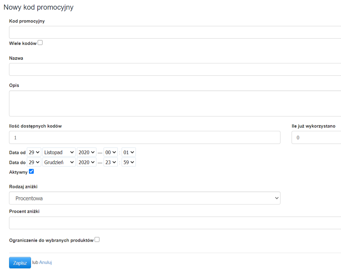 kody promocyjne   wstawianie kodu