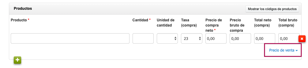 precio de venta