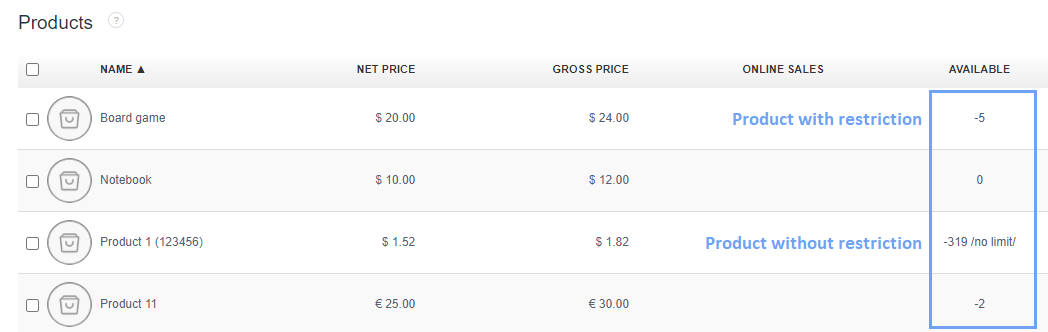 Quantity restrictions 2