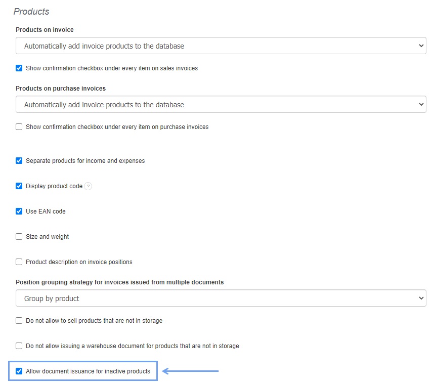 Invoice with inactive products 2
