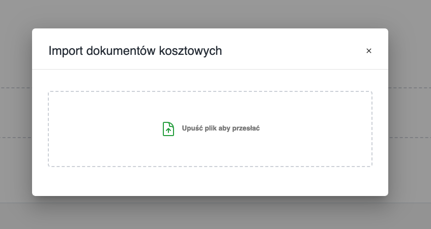 Okno dialogowe w aplikacji Fakturownia z polem 'Podaj skan faktury' umożliwiającym przesyłanie plików z zeskanowanymi fakturami.
