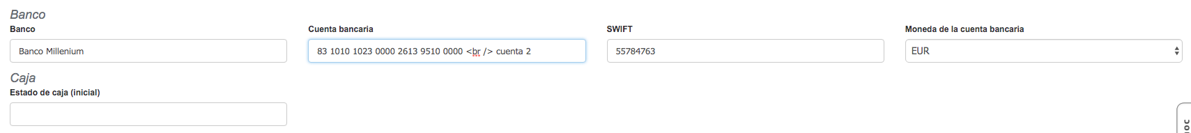 cuentas bancarias en factura