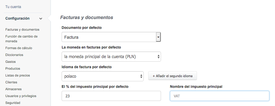 nombre del impuesto principal