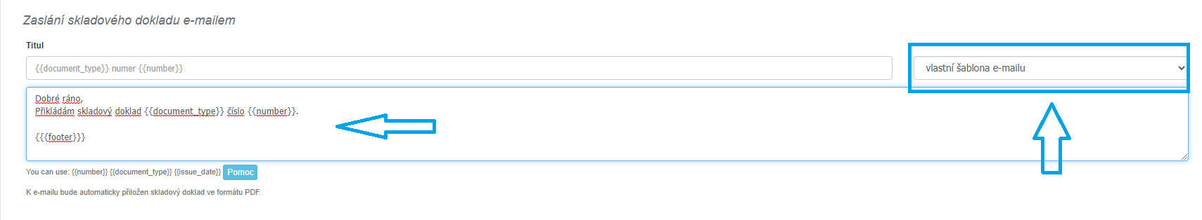 Zasilani skladoveho dokladu emailem