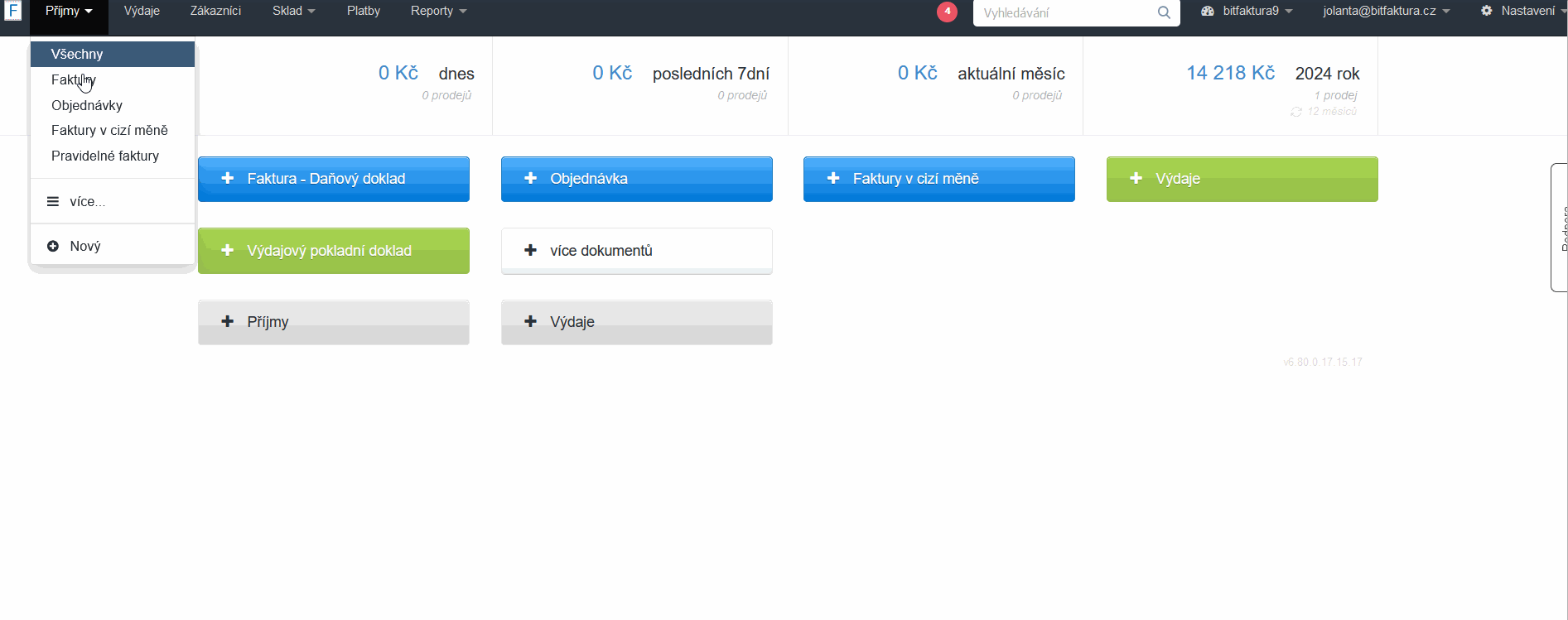 Filtrovani podel seznami faktur