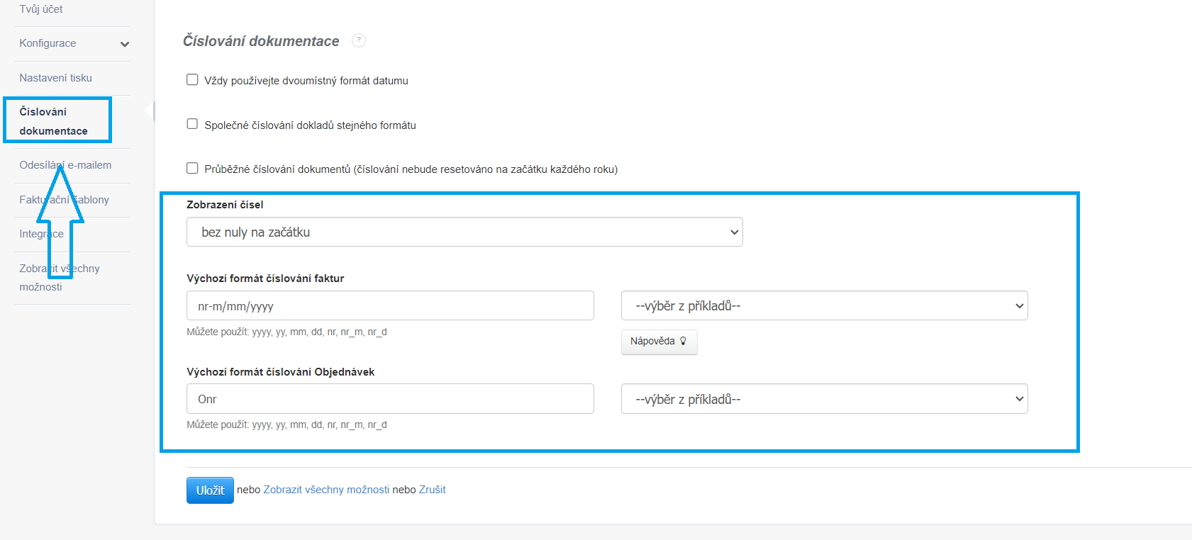 Cislovani dokumentace