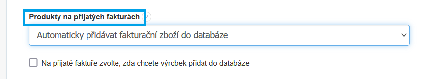 Produkty na prijatych fakturach
