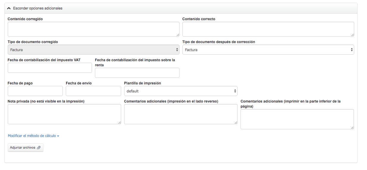 formulario de factura rectificativa