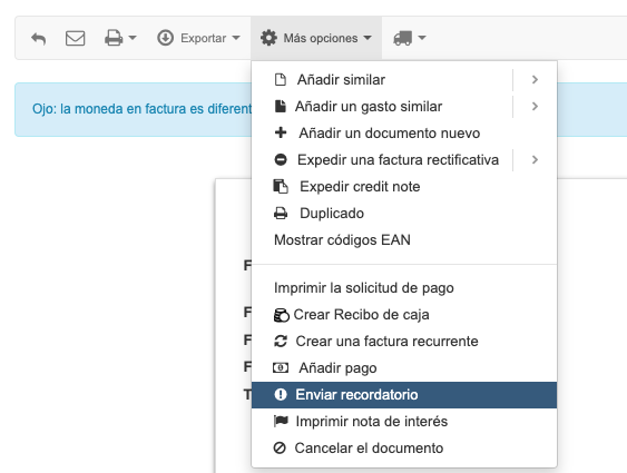 recordatorio de pago