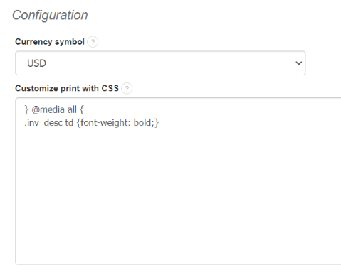 How to bold data in the Notes section on the invoice
