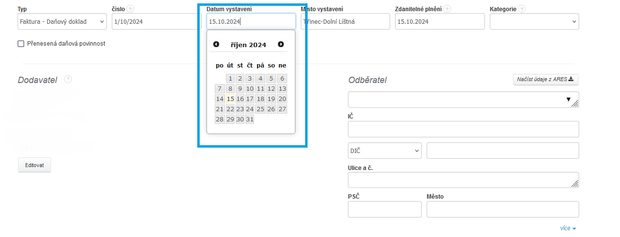 Zmenit datum nastaveni rucne
