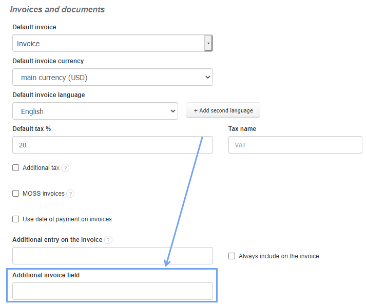 Additional invoice field