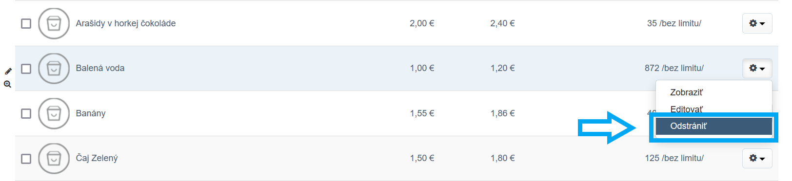 produkt przycisk usuń