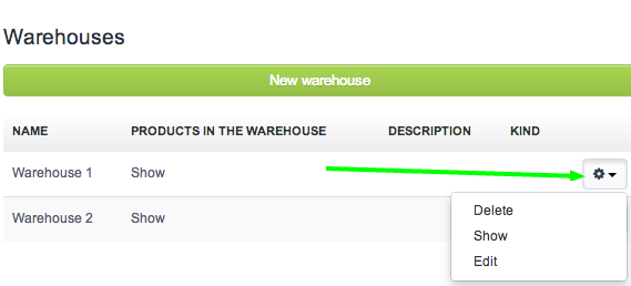delete warehouse