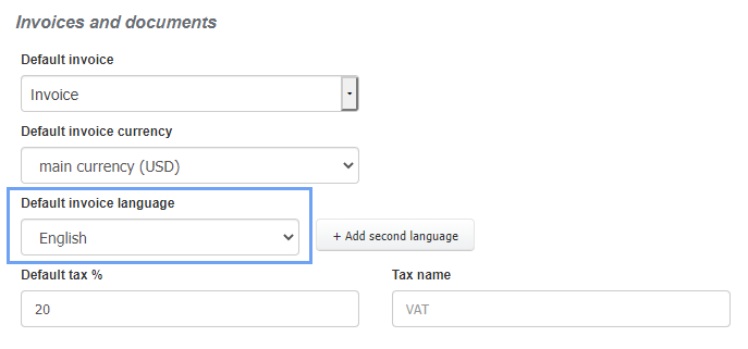 Default invoice language