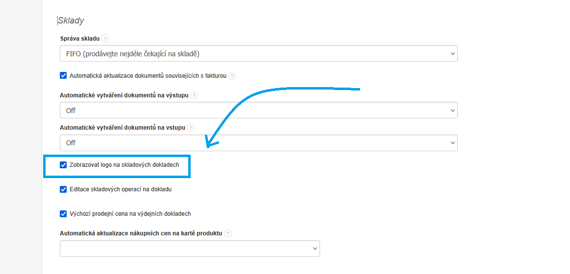 Zobrazovat logo na skladovych dokladech