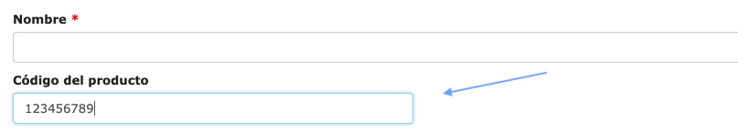 código del producto