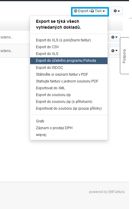 Export do ucetniho programu