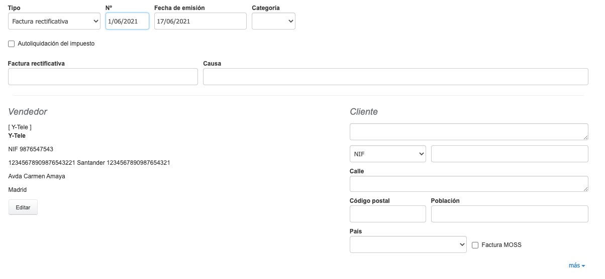 factura rectificativa formulario
