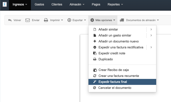 factura final de factura de anticipo