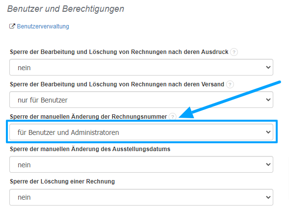 Anderung Rechnungsnummer