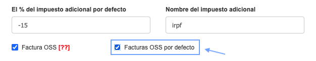 factura OSS por defecto