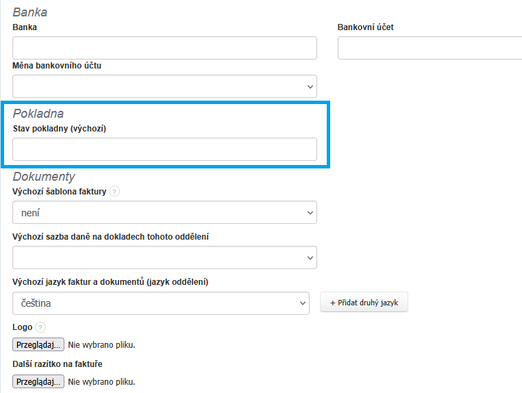 Pokladna stav pokladny