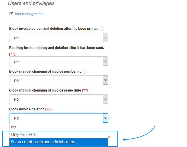 block invoice deletion