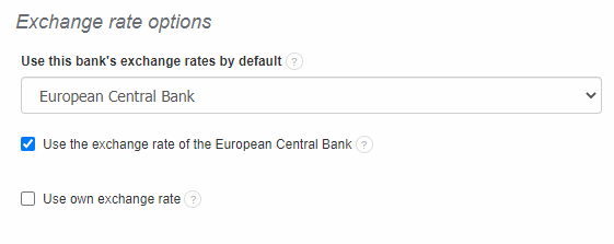 exchange rate according to a chosen bank
