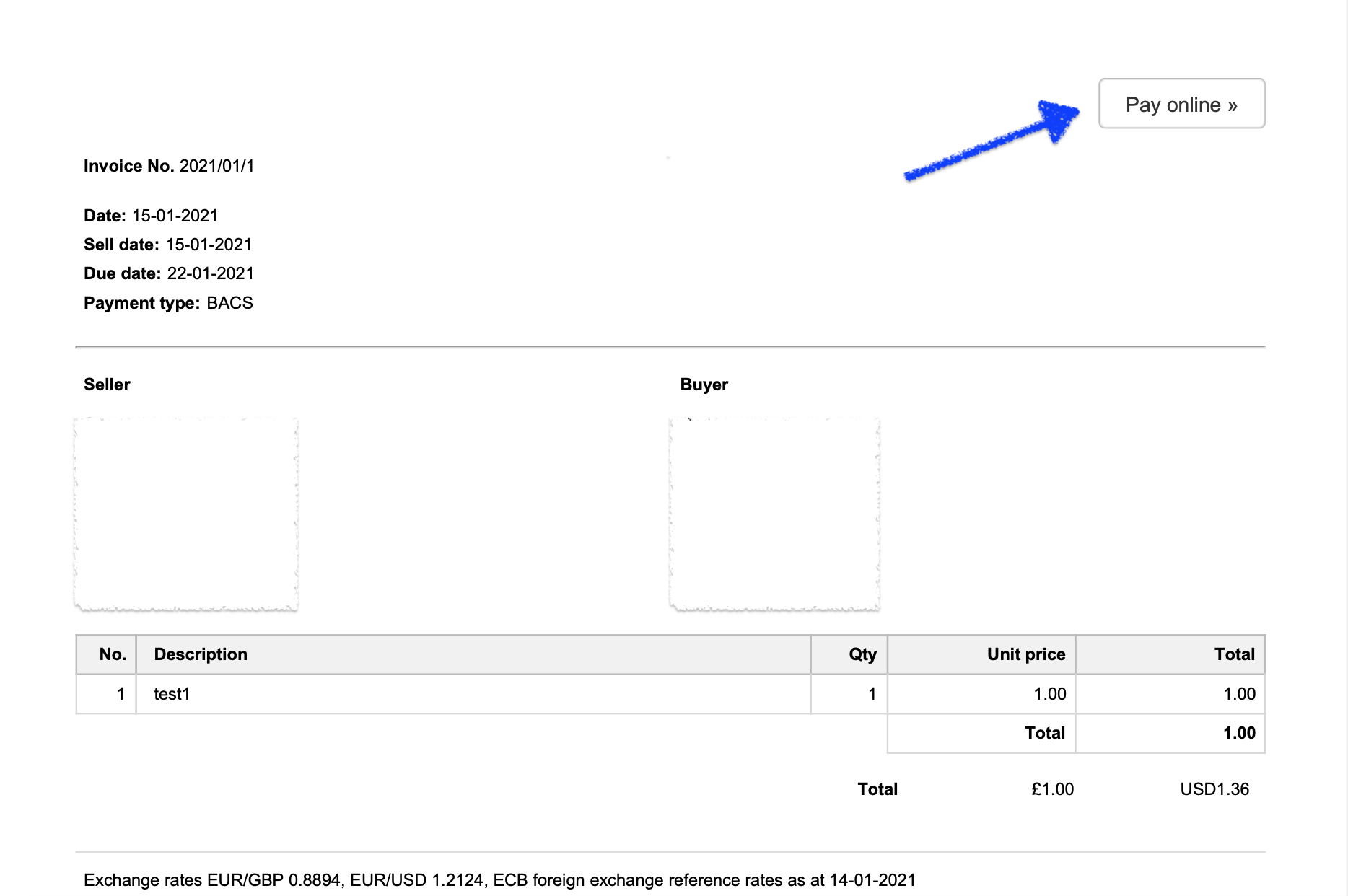 Stripe payments InvoiceOcean
