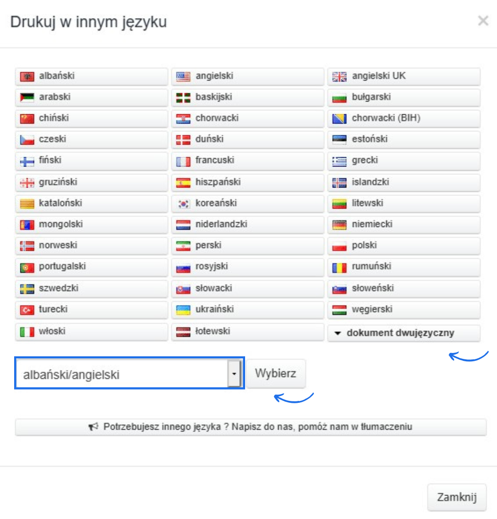 Możliwość wydruku faktury w innym języku niż język dokumentu w programie do fakturowania. 