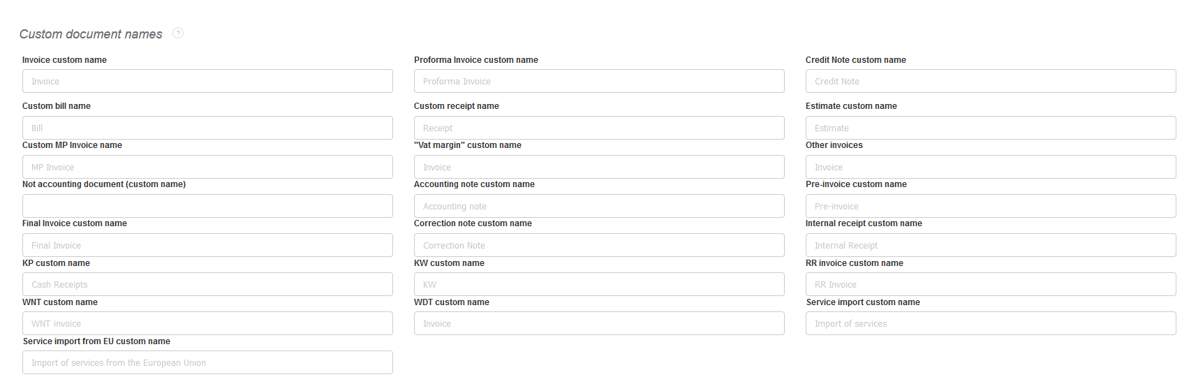 custom documents names