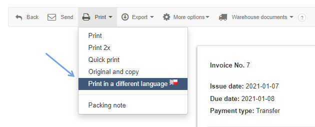 Invoice foreign language 3